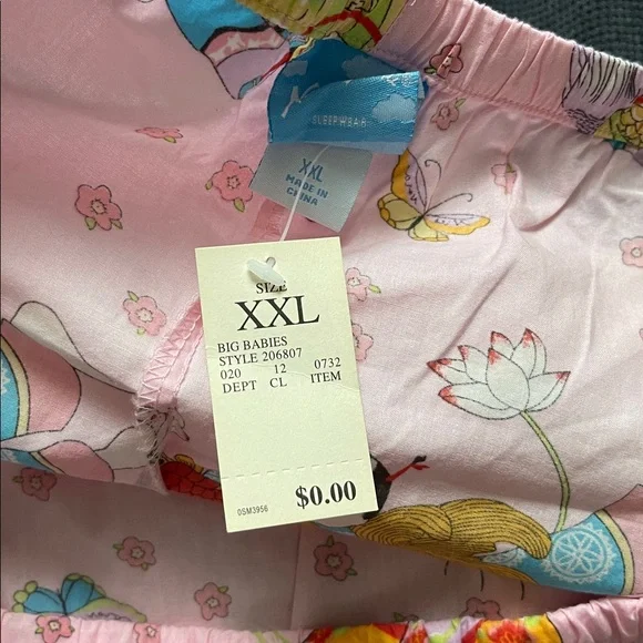 Nick & Nora Big Babies Geisha Pink Floral Pajama Set XXL NWT Vintage Sleepwear - Picture 9 of 9
